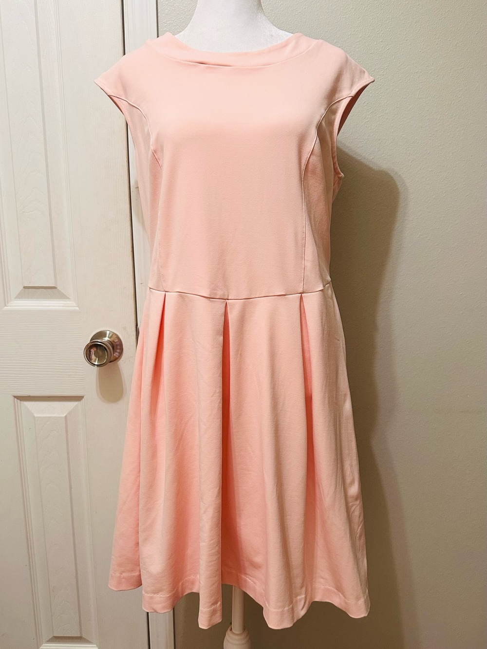 Cynthia Rowley Soft Peach Cap-Sleeve Fit & Flare Dress
